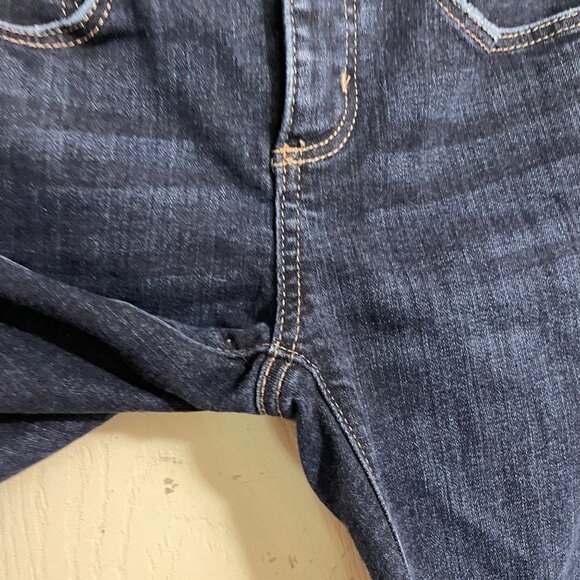 Made And Loved LOFT Womens Blue Dark Wash Stretch Raw Hem Skinny Jeans Size 0/25 - Picture 7 of 8